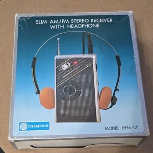 Vintage Champion Black and Orange AM/FM Stereo Receiver